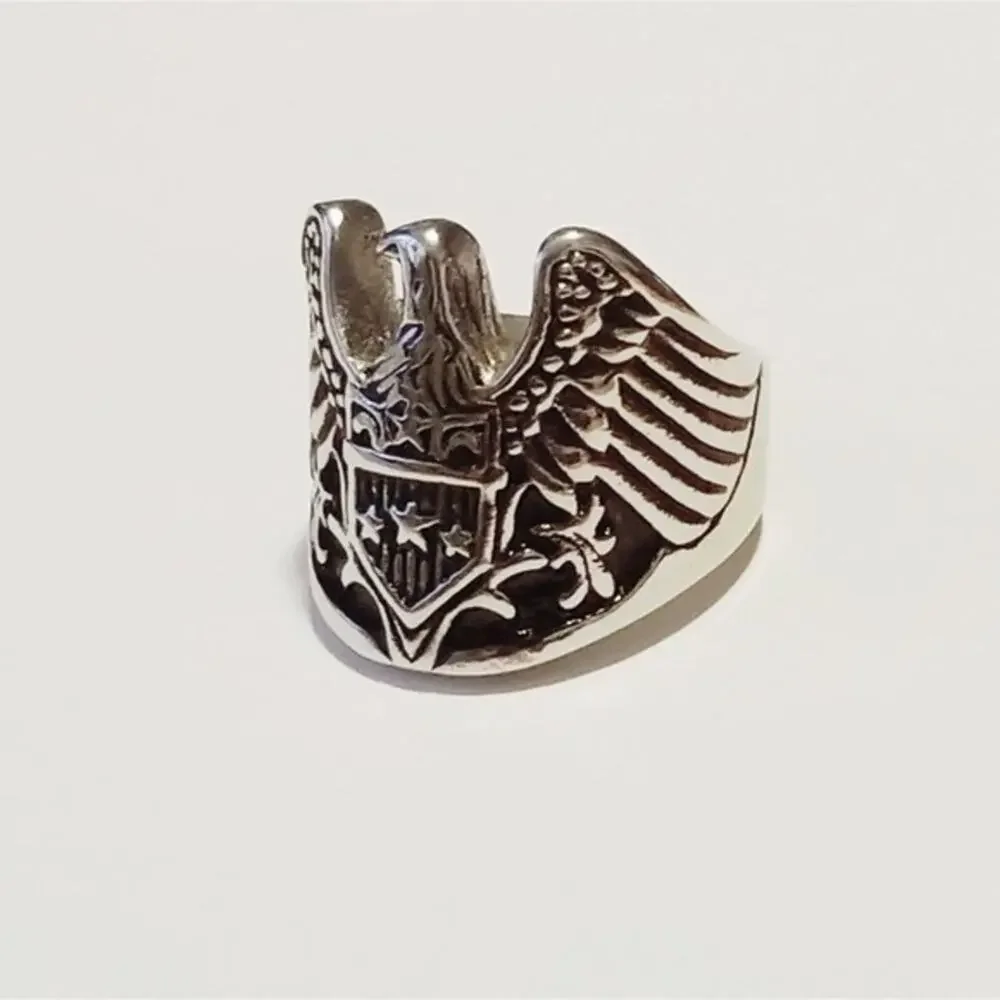 316L stainless steel Eagle silver biker ring size‎ 10